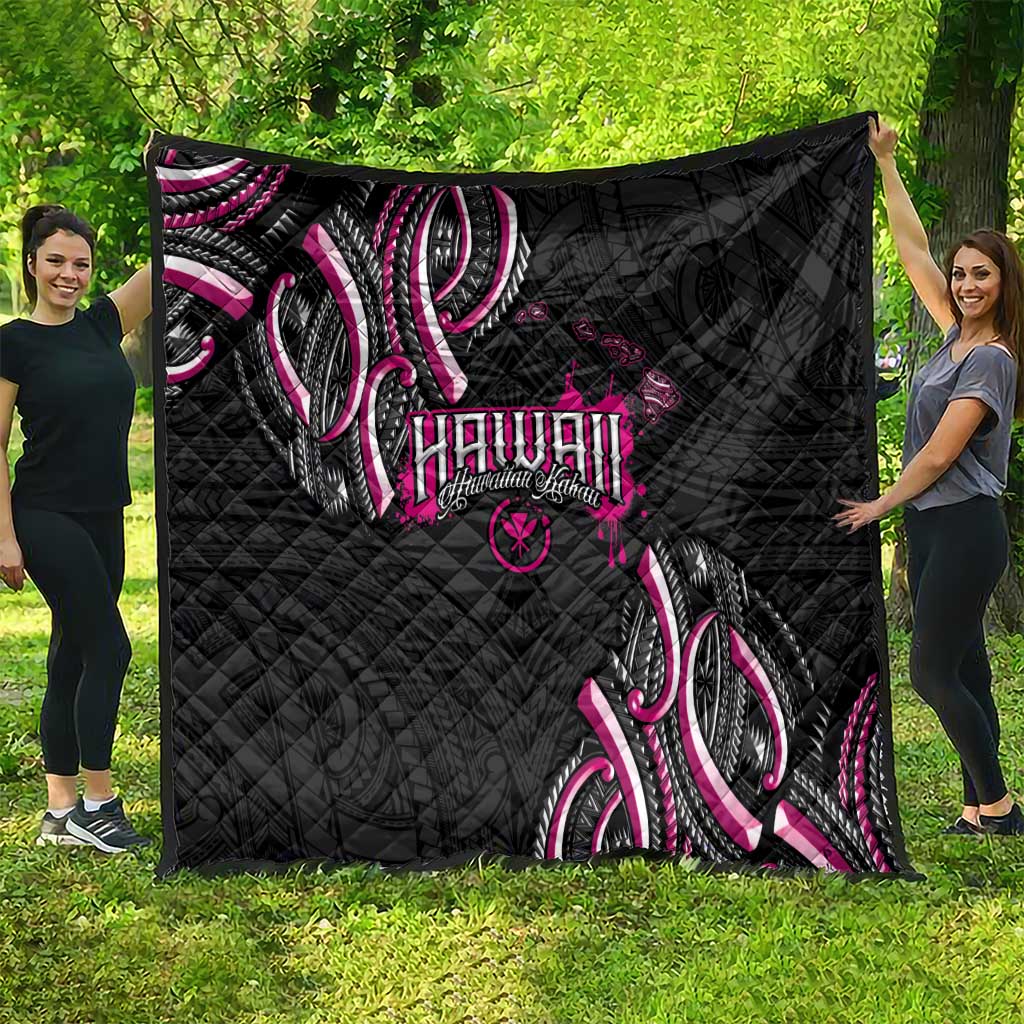 Traditional Art Hawaiian Kakau Tattoos Quilt Pink Color - Polynesian Pride