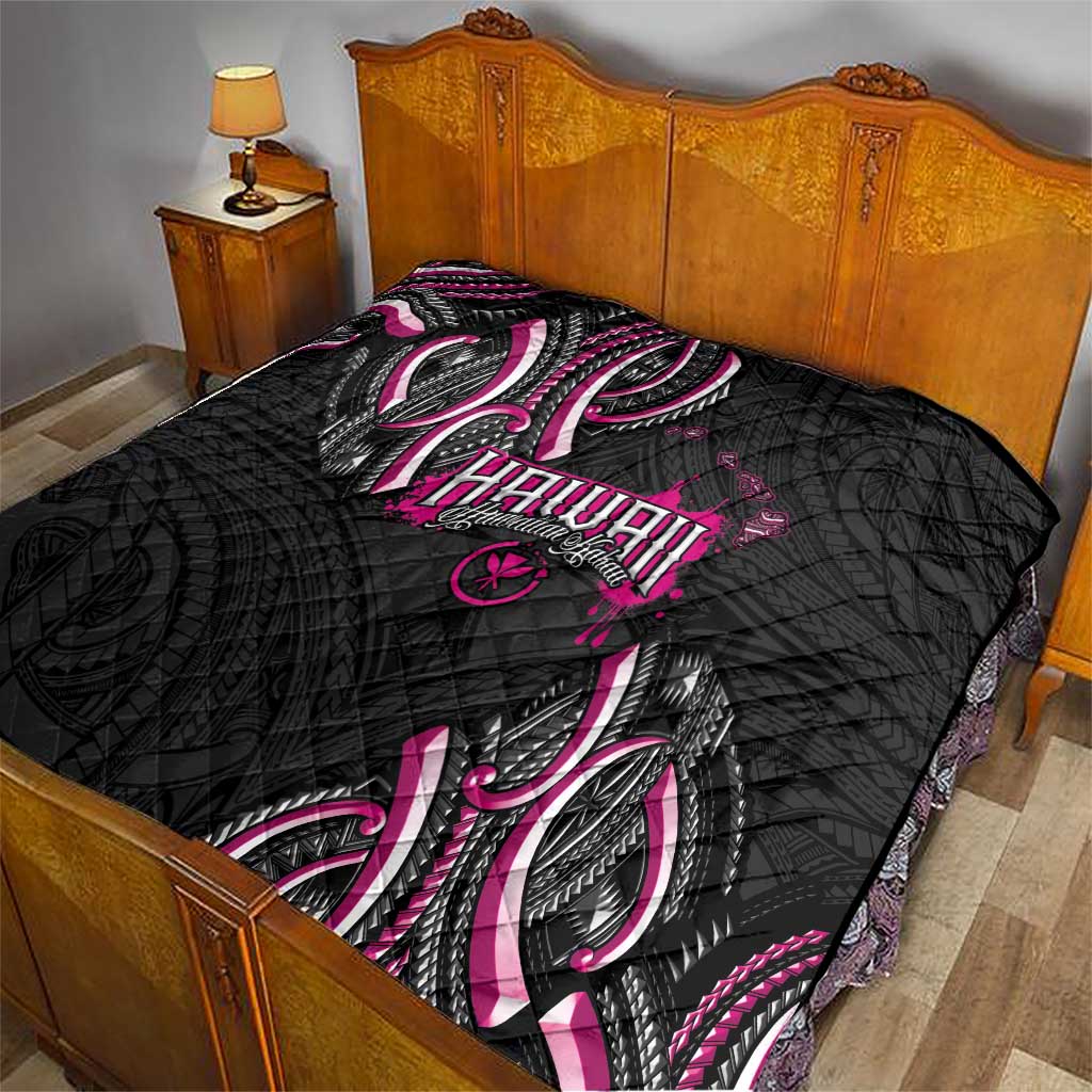 Traditional Art Hawaiian Kakau Tattoos Quilt Pink Color - Polynesian Pride