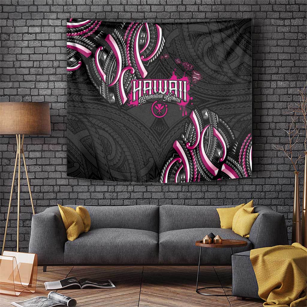 Traditional Art Hawaiian Kakau Tattoos Tapestry Pink Color LT03 Pink - Polynesian Pride