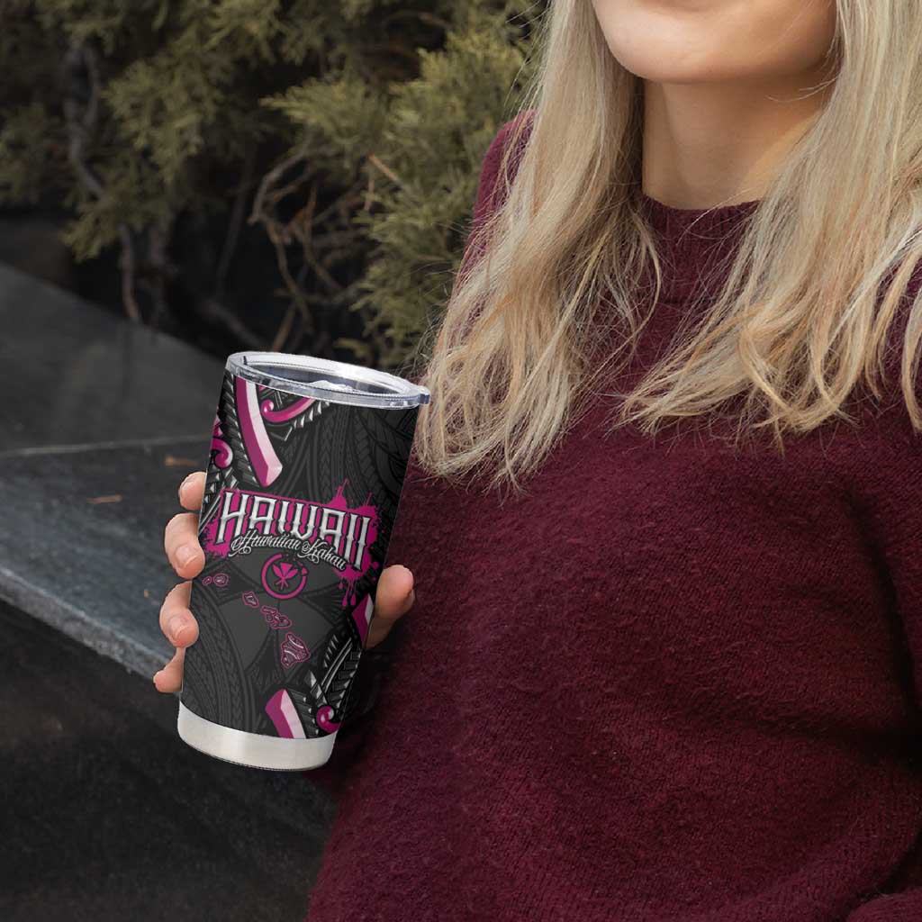 Traditional Art Hawaiian Kakau Tattoos Tumbler Cup Pink Color - Polynesian Pride