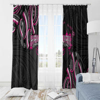 Traditional Art Hawaiian Kakau Tattoos Window Curtain Pink Color - Polynesian Pride