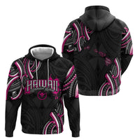 Traditional Art Hawaiian Kakau Tattoos Zip Hoodie Pink Color - Polynesian Pride