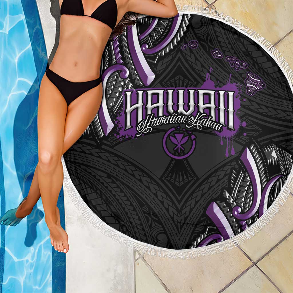 Traditional Art Hawaiian Kakau Tattoos Beach Blanket Purple Color - Polynesian Pride