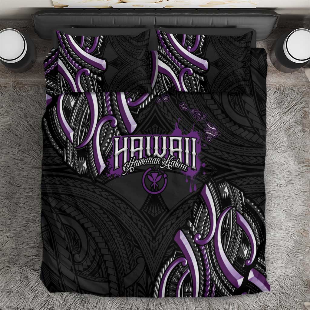 Traditional Art Hawaiian Kakau Tattoos Bedding Set Purple Color - Polynesian Pride