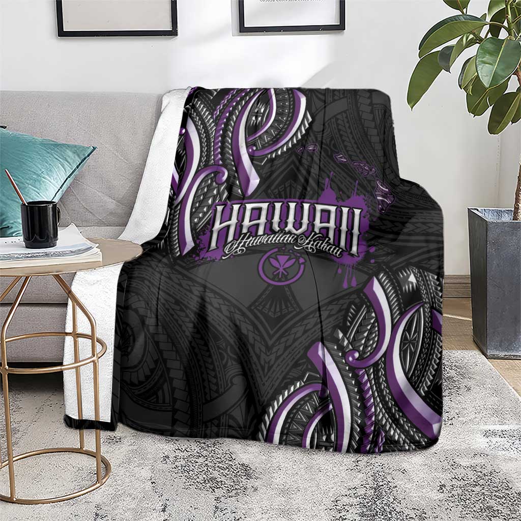 Traditional Art Hawaiian Kakau Tattoos Blanket Purple Color - Polynesian Pride