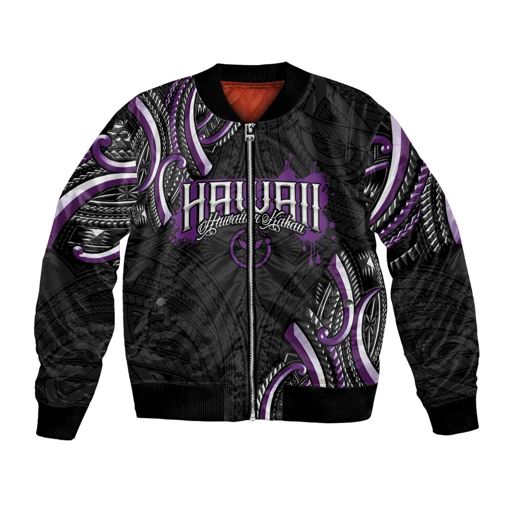 Traditional Art Hawaiian Kakau Tattoos Bomber Jacket Purple Color LT03 Unisex Purple - Polynesian Pride