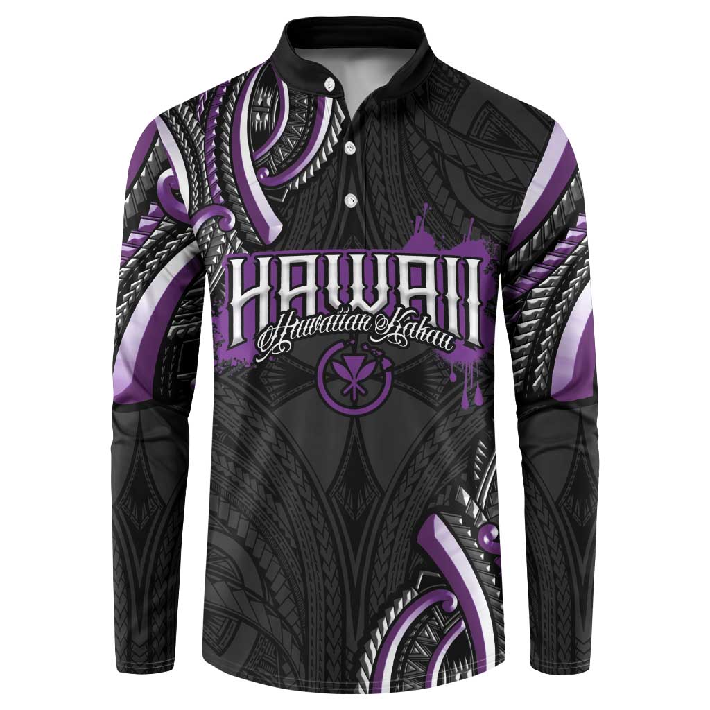 Traditional Art Hawaiian Kakau Tattoos Button Sweatshirt Purple Color LT03 Purple - Polynesian Pride