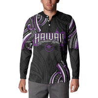 Traditional Art Hawaiian Kakau Tattoos Button Sweatshirt Purple Color - Polynesian Pride