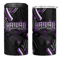 Traditional Art Hawaiian Kakau Tattoos 4 in 1 Can Cooler Tumbler Purple Color - Polynesian Pride