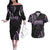 Traditional Art Hawaiian Kakau Tattoos Couples Matching Off The Shoulder Long Sleeve Dress and Hawaiian Shirt Purple Color - Polynesian Pride