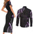 Traditional Art Hawaiian Kakau Tattoos Couples Matching Short Sleeve Bodycon Dress and Long Sleeve Button Shirt Purple Color - Polynesian Pride