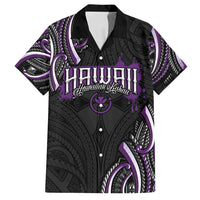 Traditional Art Hawaiian Kakau Tattoos Family Matching Long Sleeve Bodycon Dress and Hawaiian Shirt Purple Color LT03 Dad's Shirt - Short Sleeve Purple - Polynesian Pride