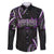 Traditional Art Hawaiian Kakau Tattoos Family Matching Off The Shoulder Long Sleeve Dress and Hawaiian Shirt Purple Color - Polynesian Pride