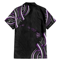 Traditional Art Hawaiian Kakau Tattoos Family Matching Off Shoulder Short Dress and Hawaiian Shirt Purple Color LT03 - Polynesian Pride