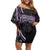 Traditional Art Hawaiian Kakau Tattoos Family Matching Off Shoulder Short Dress and Hawaiian Shirt Purple Color - Polynesian Pride
