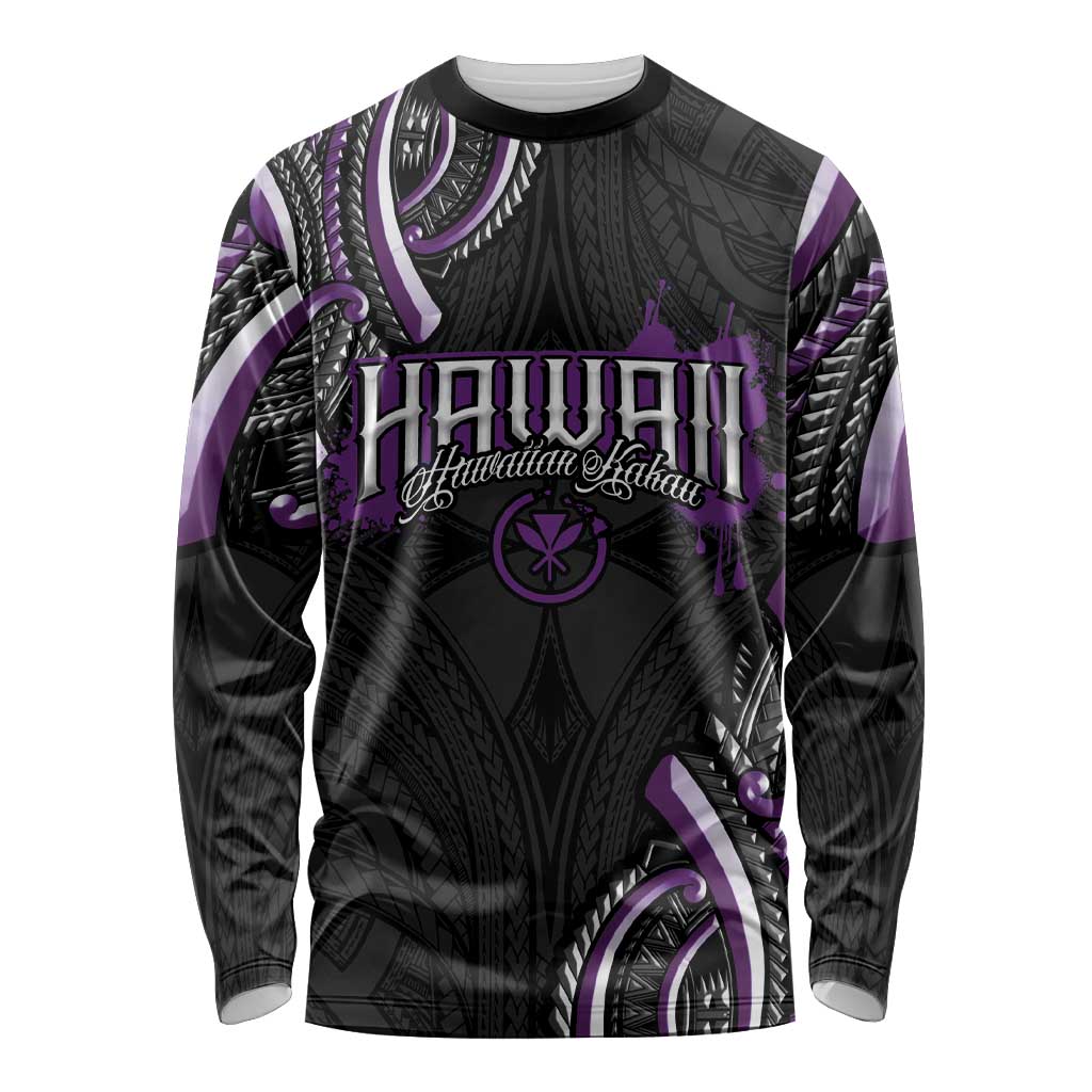 Traditional Art Hawaiian Kakau Tattoos Long Sleeve Shirt Purple Color LT03 Unisex Purple - Polynesian Pride
