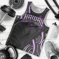 Traditional Art Hawaiian Kakau Tattoos Men Tank Top Purple Color - Polynesian Pride