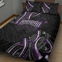 Traditional Art Hawaiian Kakau Tattoos Quilt Bed Set Purple Color - Polynesian Pride
