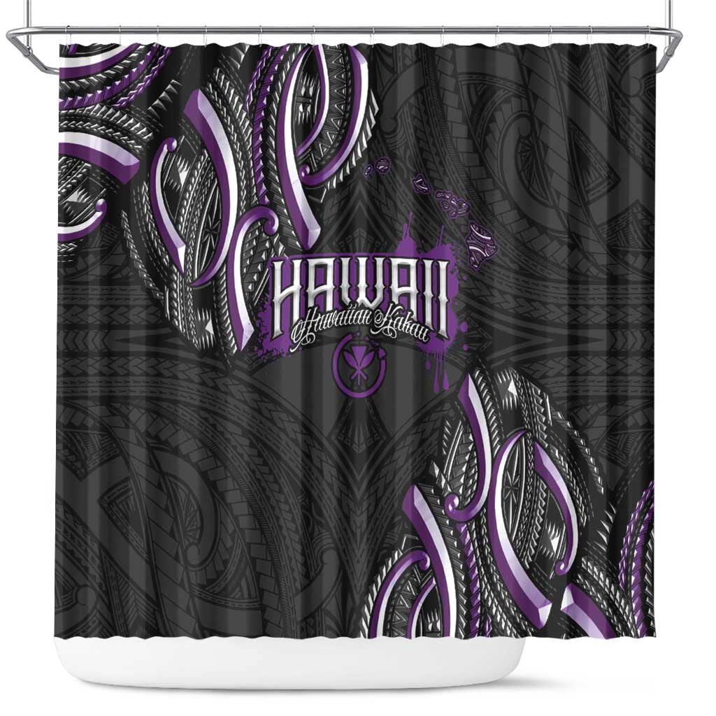 Traditional Art Hawaiian Kakau Tattoos Shower Curtain Purple Color LT03 Purple - Polynesian Pride