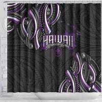 Traditional Art Hawaiian Kakau Tattoos Shower Curtain Purple Color - Polynesian Pride