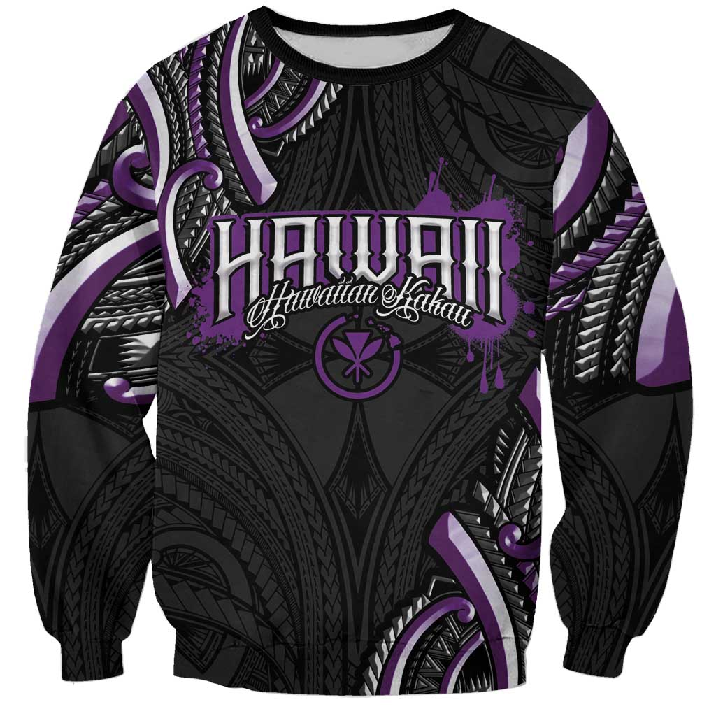 Traditional Art Hawaiian Kakau Tattoos Sweatshirt Purple Color - Polynesian Pride