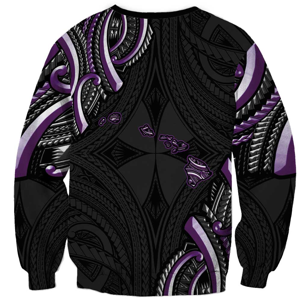 Traditional Art Hawaiian Kakau Tattoos Sweatshirt Purple Color - Polynesian Pride