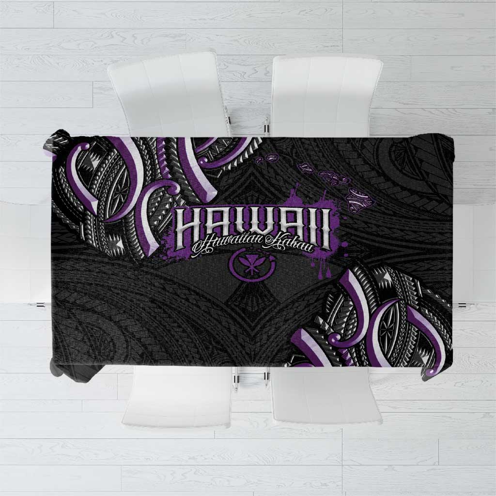 Traditional Art Hawaiian Kakau Tattoos Tablecloth Purple Color - Polynesian Pride