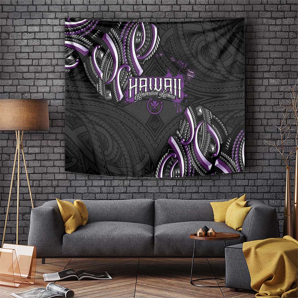 Traditional Art Hawaiian Kakau Tattoos Tapestry Purple Color LT03 Purple - Polynesian Pride