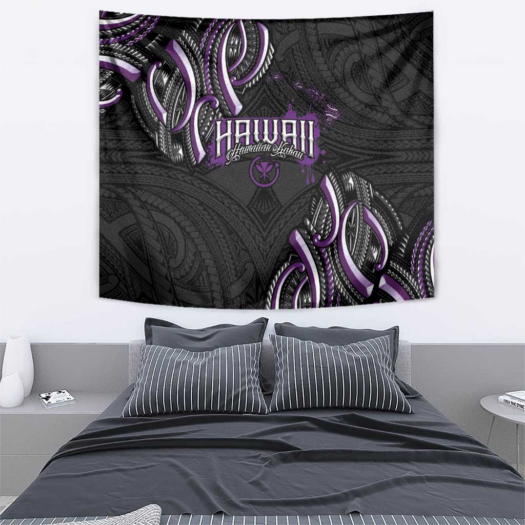 Traditional Art Hawaiian Kakau Tattoos Tapestry Purple Color - Polynesian Pride
