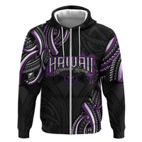 Traditional Art Hawaiian Kakau Tattoos Zip Hoodie Purple Color - Polynesian Pride