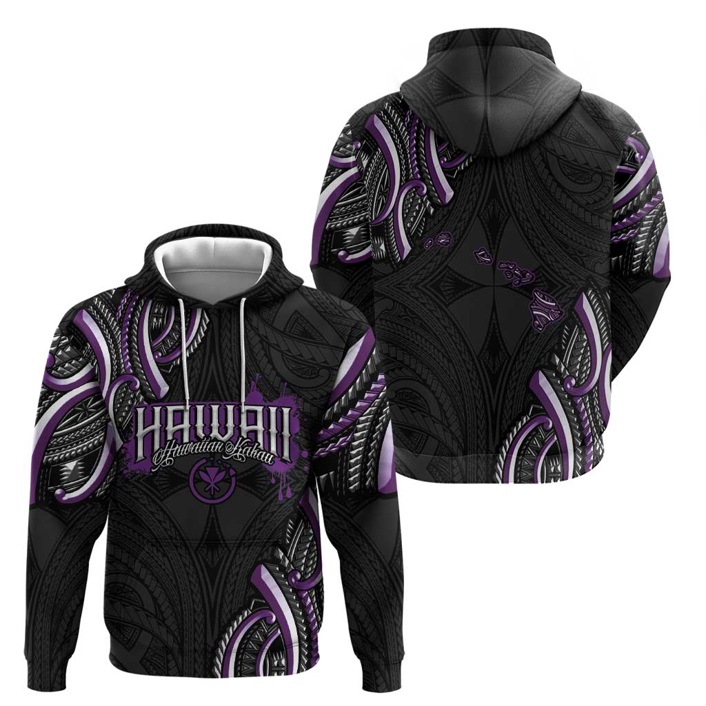 Traditional Art Hawaiian Kakau Tattoos Zip Hoodie Purple Color - Polynesian Pride