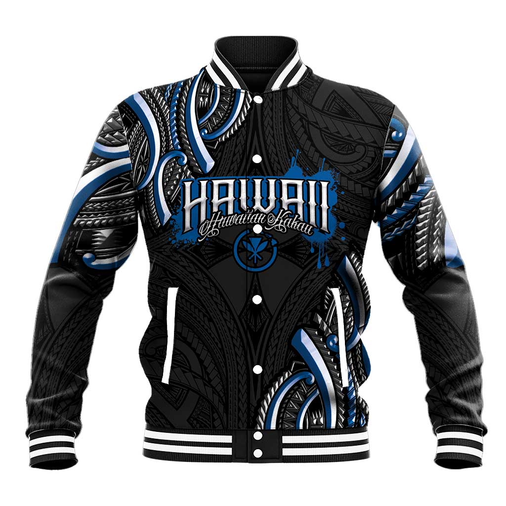 Traditional Art Hawaiian Kakau Tattoos Baseball Jacket Blue Color - Polynesian Pride