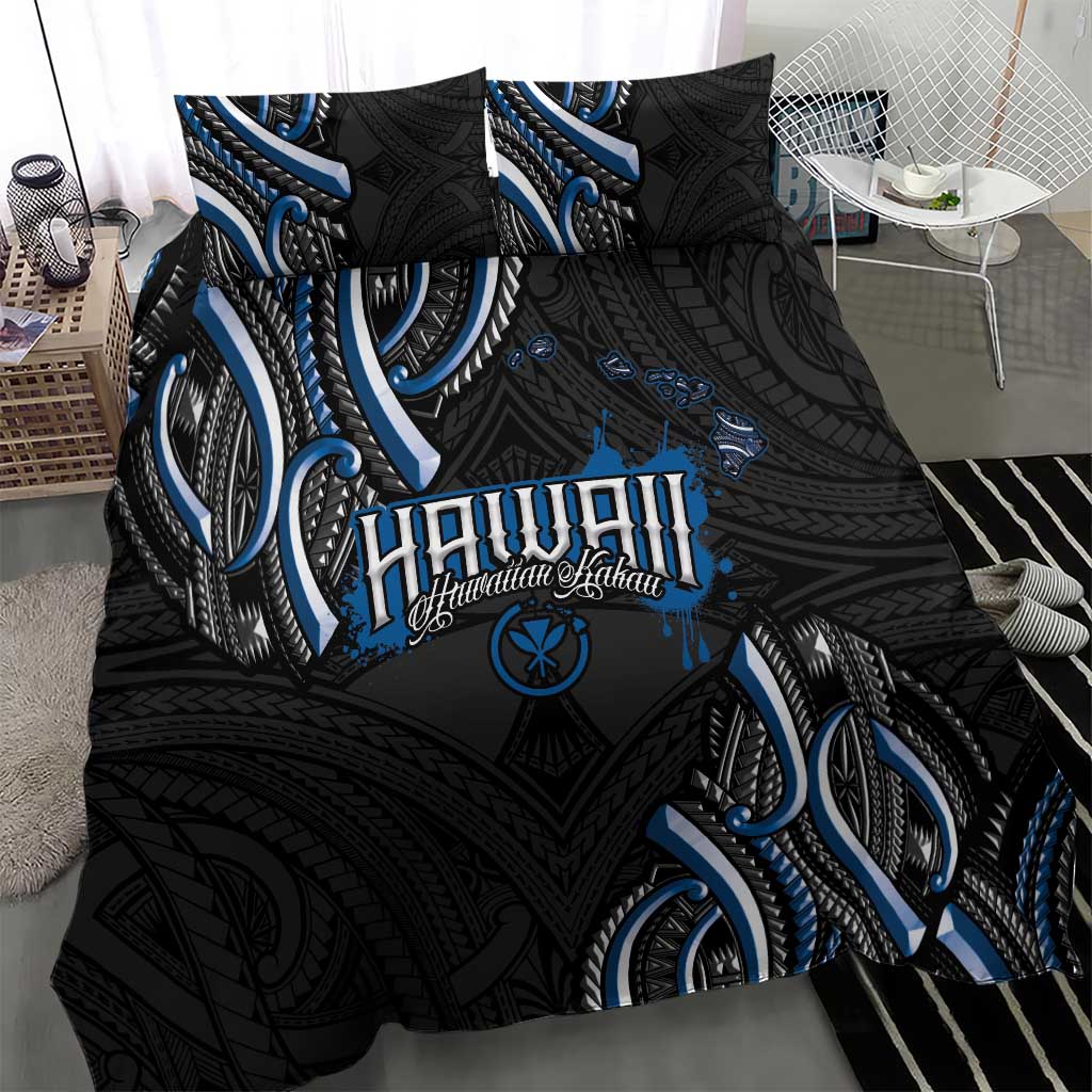 Traditional Art Hawaiian Kakau Tattoos Bedding Set Blue Color - Polynesian Pride
