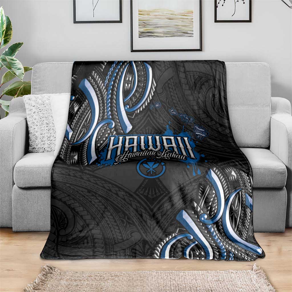 Traditional Art Hawaiian Kakau Tattoos Blanket Blue Color - Polynesian Pride