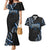 Traditional Art Hawaiian Kakau Tattoos Couples Matching Mermaid Dress and Hawaiian Shirt Blue Color - Polynesian Pride