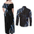 Traditional Art Hawaiian Kakau Tattoos Couples Matching Off Shoulder Maxi Dress and Long Sleeve Button Shirt Blue Color - Polynesian Pride