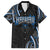 Traditional Art Hawaiian Kakau Tattoos Family Matching Off The Shoulder Long Sleeve Dress and Hawaiian Shirt Blue Color - Polynesian Pride
