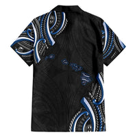 Traditional Art Hawaiian Kakau Tattoos Family Matching Off Shoulder Maxi Dress and Hawaiian Shirt Blue Color LT03 - Polynesian Pride