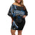 Traditional Art Hawaiian Kakau Tattoos Family Matching Off Shoulder Short Dress and Hawaiian Shirt Blue Color - Polynesian Pride