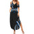 Traditional Art Hawaiian Kakau Tattoos Family Matching Summer Maxi Dress and Hawaiian Shirt Blue Color - Polynesian Pride
