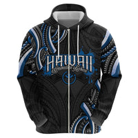 Traditional Art Hawaiian Kakau Tattoos Hoodie Blue Color - Polynesian Pride