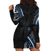 Traditional Art Hawaiian Kakau Tattoos Hoodie Dress Blue Color - Polynesian Pride