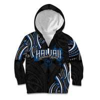 Traditional Art Hawaiian Kakau Tattoos Kid Hoodie Blue Color - Polynesian Pride
