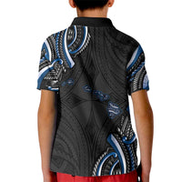 Traditional Art Hawaiian Kakau Tattoos Kid Polo Shirt Blue Color - Polynesian Pride