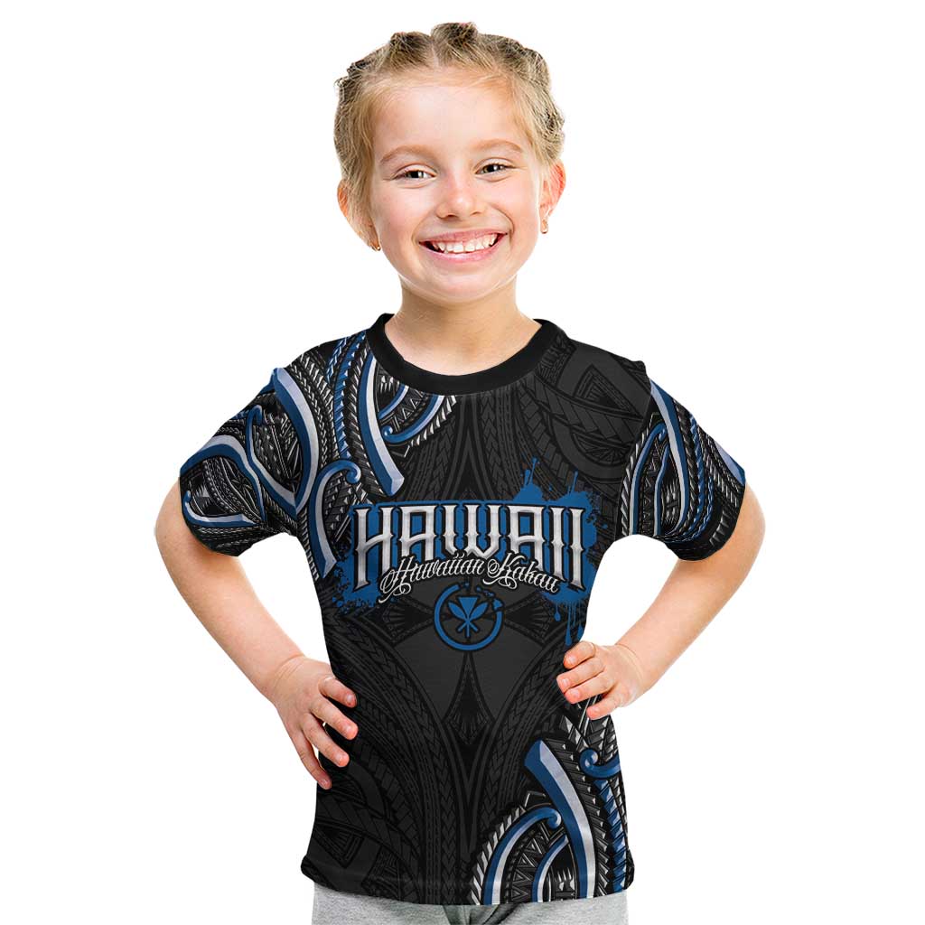 Traditional Art Hawaiian Kakau Tattoos Kid T Shirt Blue Color LT03 Blue - Polynesian Pride