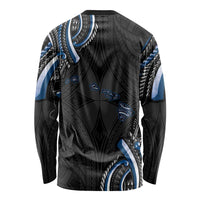 Traditional Art Hawaiian Kakau Tattoos Long Sleeve Shirt Blue Color - Polynesian Pride