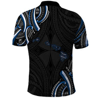 Traditional Art Hawaiian Kakau Tattoos Polo Shirt Blue Color - Polynesian Pride