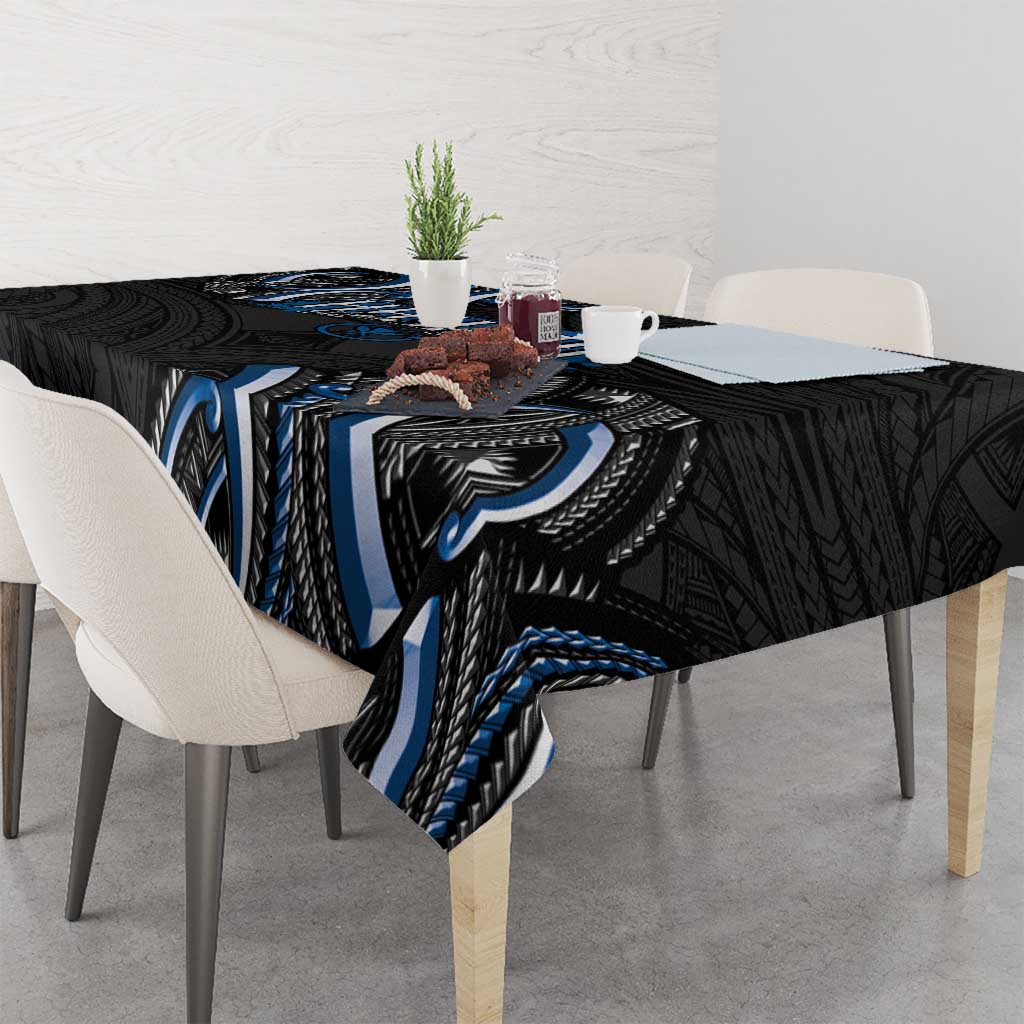 Traditional Art Hawaiian Kakau Tattoos Tablecloth Blue Color - Polynesian Pride