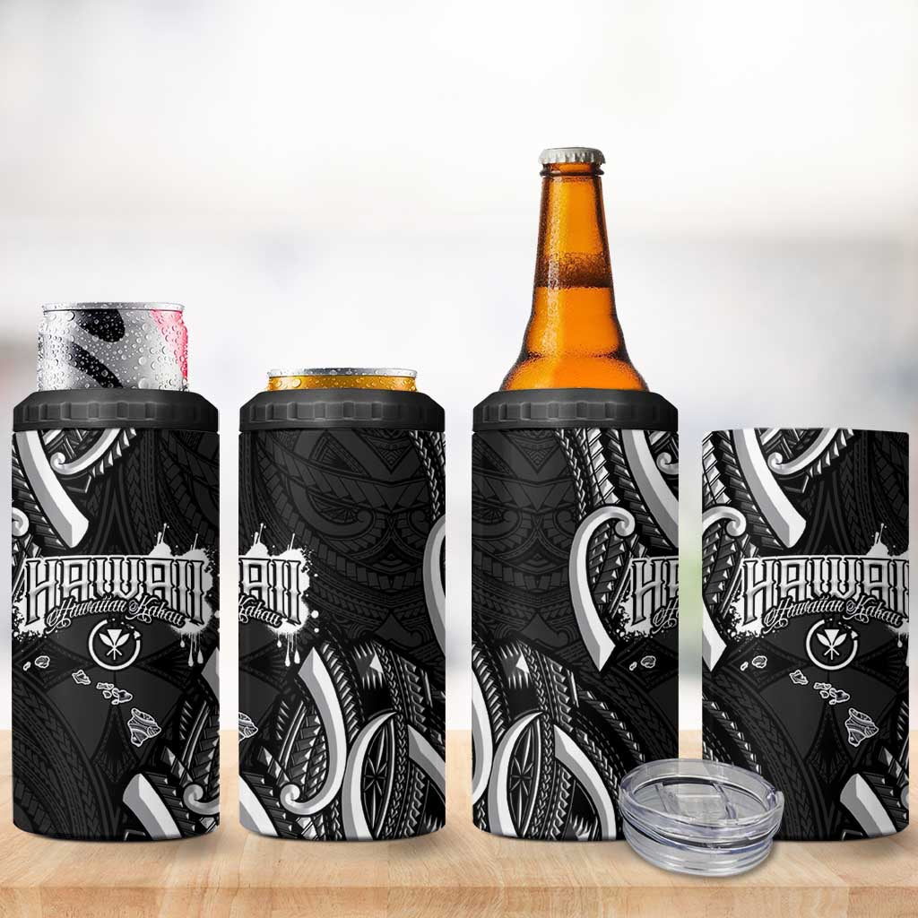 Traditional Art Hawaiian Kakau Tattoos 4 in 1 Can Cooler Tumbler White - Polynesian Pride