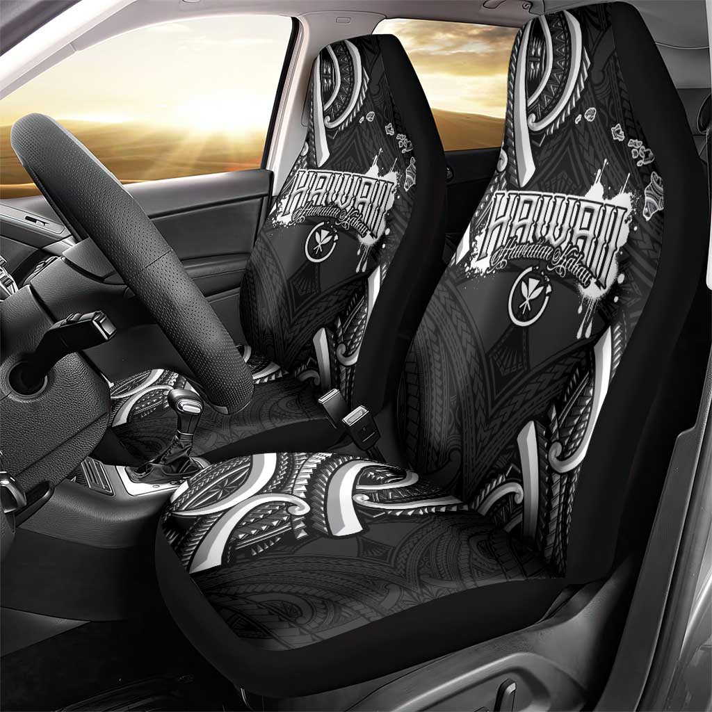 Traditional Art Hawaiian Kakau Tattoos Car Seat Cover White - Polynesian Pride